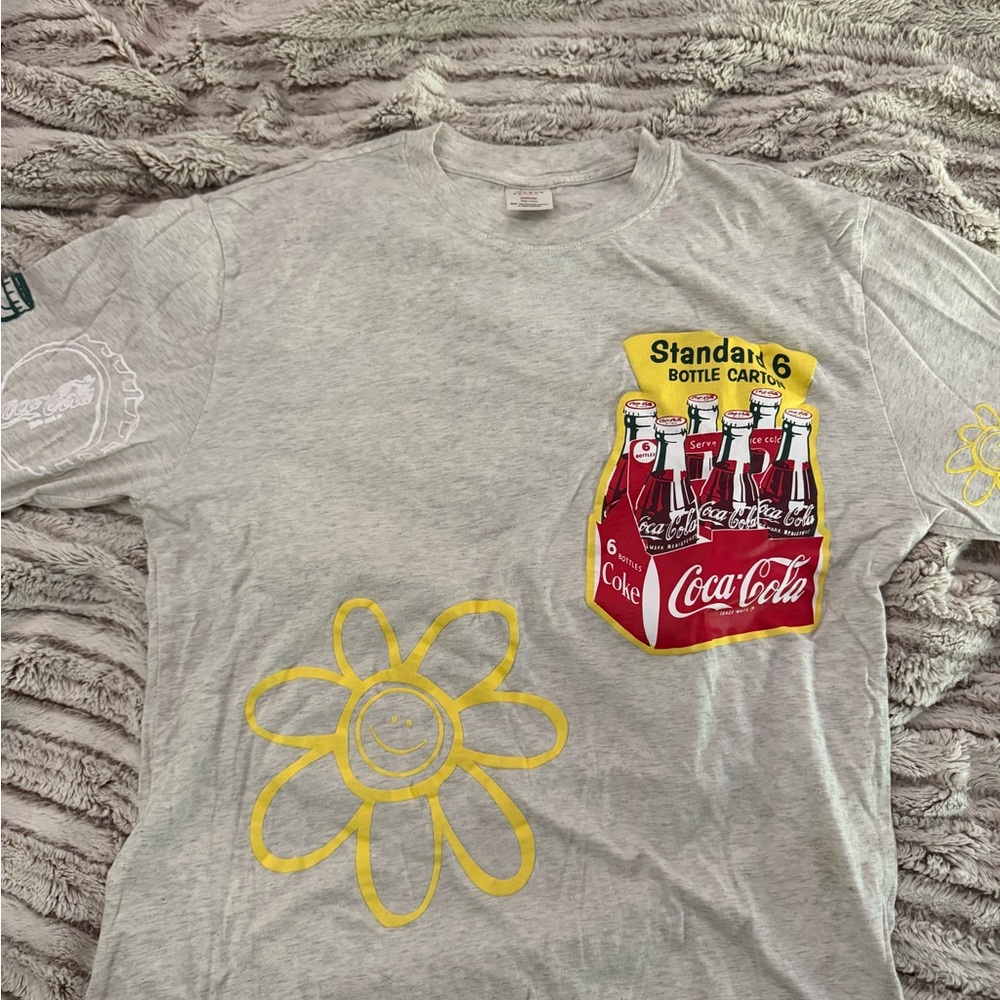 Coca-Cola Graphic T-Shirt in Gray and Yellow
